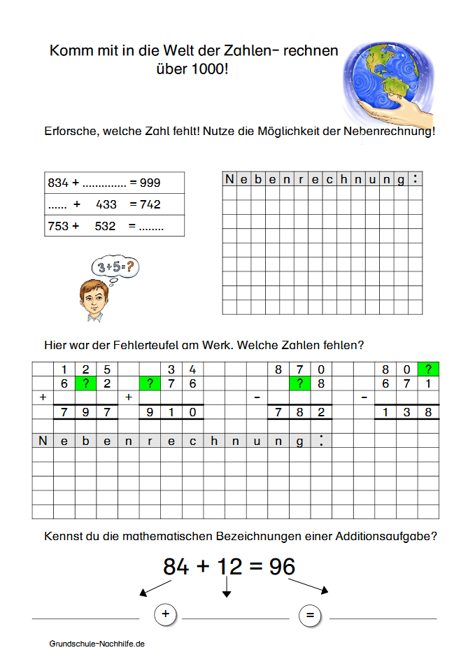 Arbeitsblatt Mathe Klasse 3 Zahlenraum bis 1000